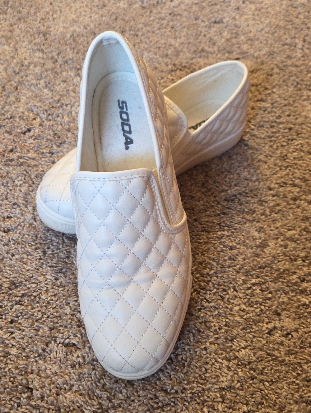 SODA Quilted Slip-On Sneakers in White Women's Size 8 1/2